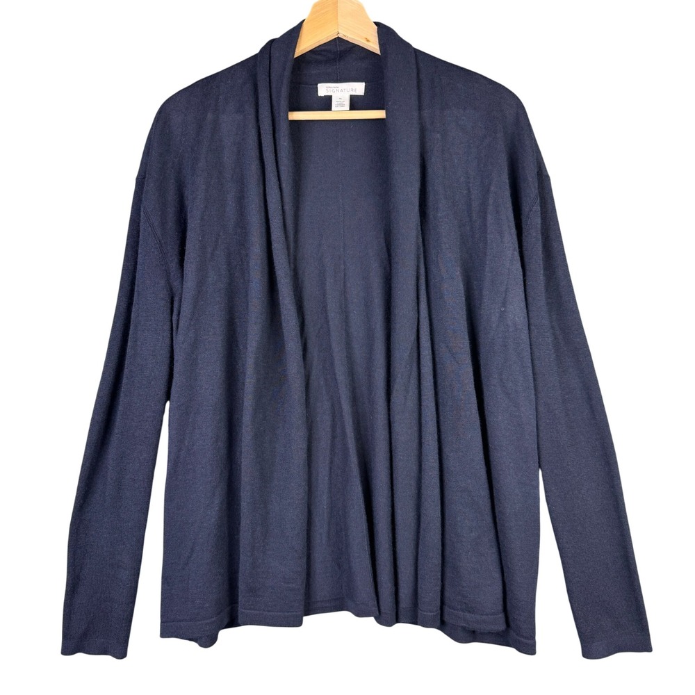 Nordstrom Signature Cashmere Linen Open Front Cardigan Navy Blue M NS387295MI